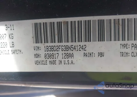 2011 Dodge Avenger Lux z USA, uszkodzony, nr VIN 1B3BD2FG3BN541242